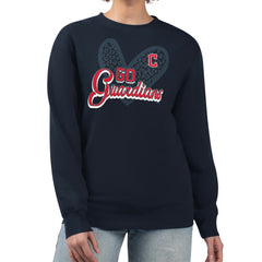 Cleveland Guardians G-III 4Her by Carl Banks Women's Leopard Heart Pullover Sweatshirt - Navy