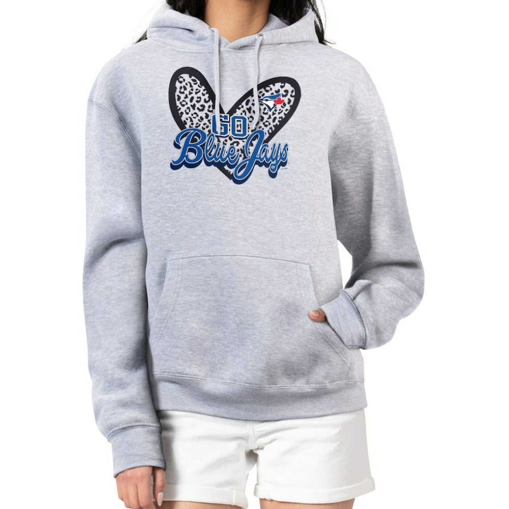 Toronto Blue Jays G-III 4Her by Carl Banks Women's Leopard Heart Pullover Hoodie - Heather Gray