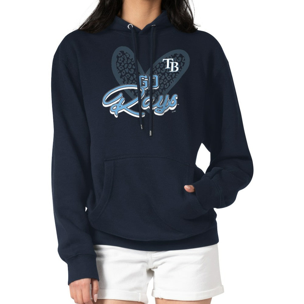 Tampa Bay Rays G-III 4Her by Carl Banks Women's Leopard Heart Pullover Hoodie - Navy