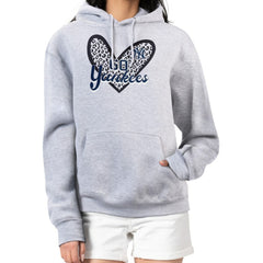 New York Yankees G-III 4Her by Carl Banks Women's Leopard Heart Pullover Hoodie - Heather Gray