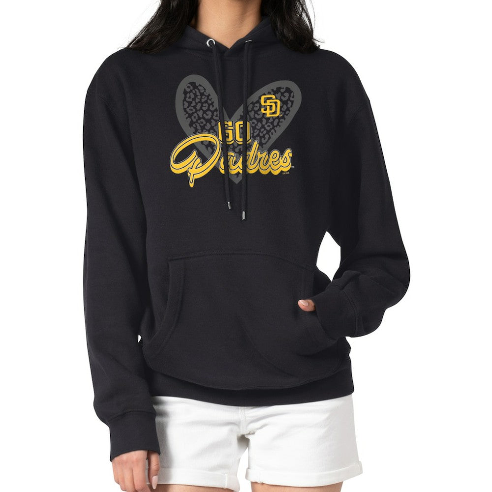 San Diego Padres G-III 4Her by Carl Banks Women's Leopard Heart Pullover Hoodie - Black