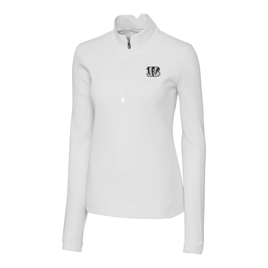 NFL Cincinnati Bengals Cutter & Buck Women's Traverse Stretch DryTec Quarter-Zip Top