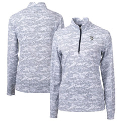 NFL Minnesota Vikings Cutter & Buck Women's Traverse Camo Print Stretch Tri-Blend Quarter-Zip Top