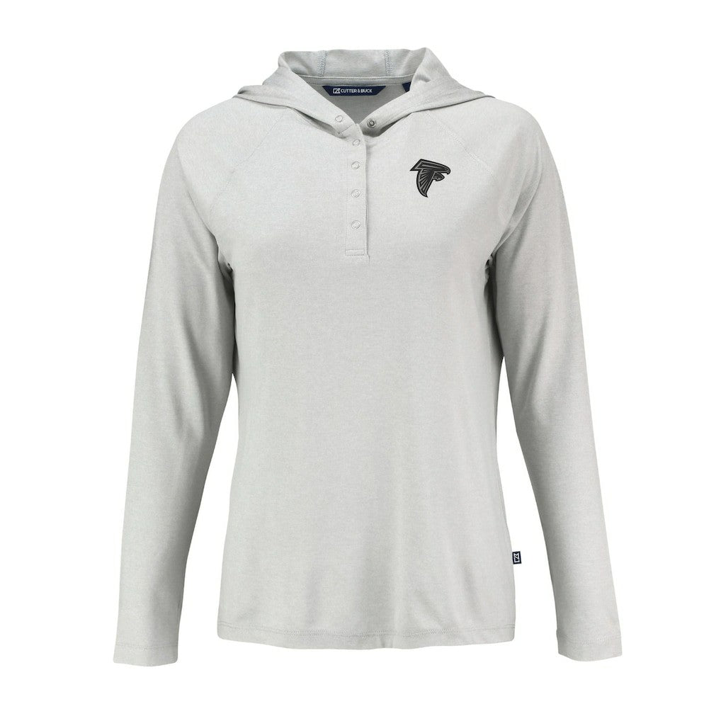 NFL Atlanta Falcons Cutter & Buck Women's Coastline Epic Comfort Eco Recycled Long Sleeve Hoodie T-Shirt