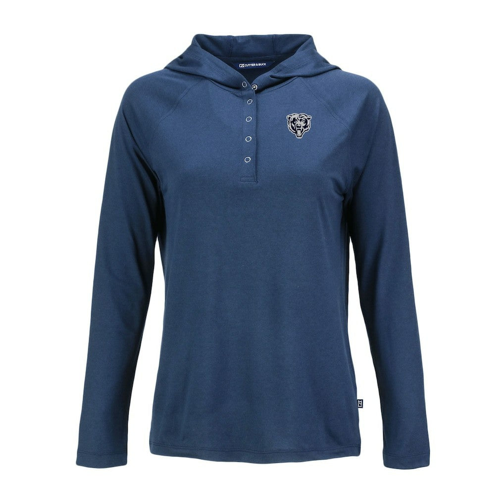 NFL Chicago Bears Cutter & Buck Women's Coastline Epic Comfort Eco Recycled Long Sleeve Hoodie T-Shirt