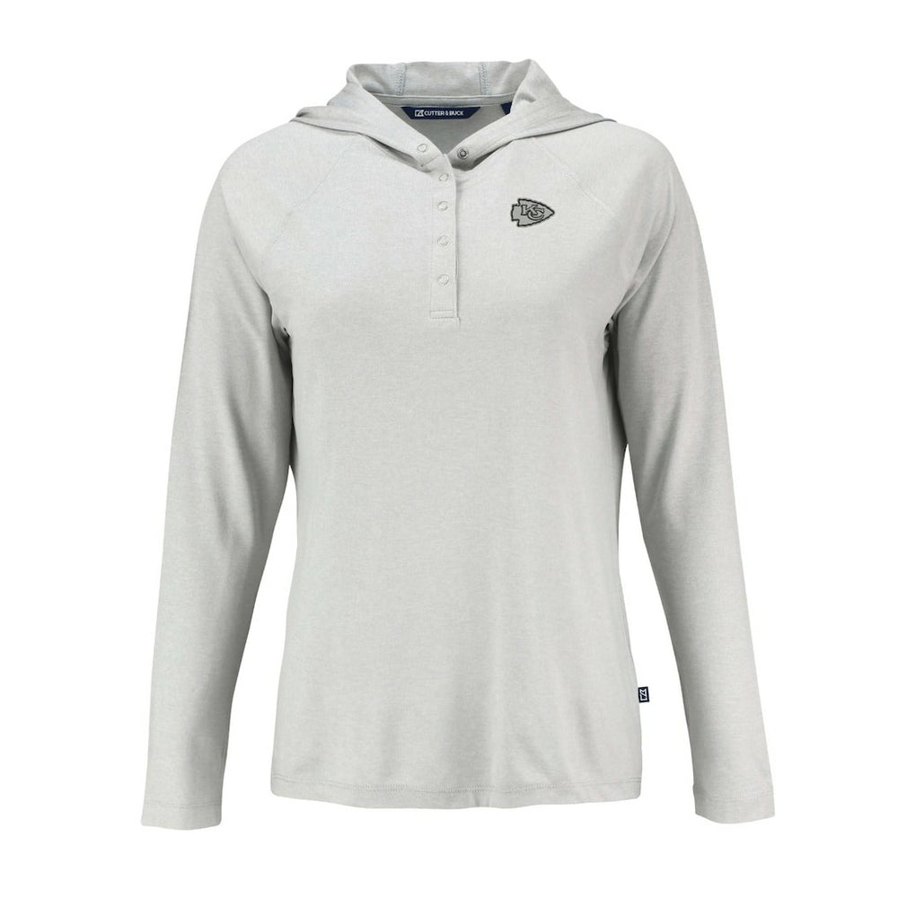 NFL Kansas City Chiefs Cutter & Buck Women's Coastline Epic Comfort Eco Recycled Long Sleeve Hoodie T-Shirt