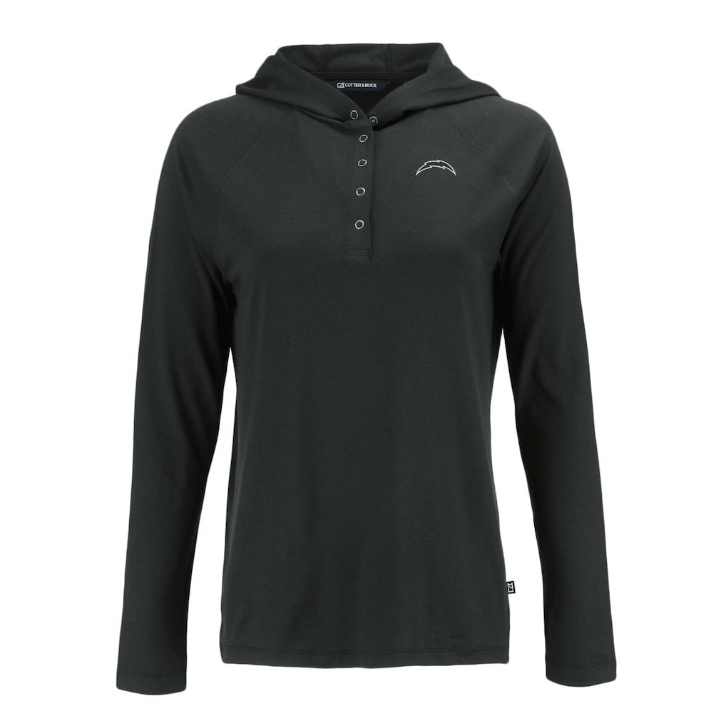 NFL Los Angeles Chargers Cutter & Buck Women's Coastline Epic Comfort Eco Recycled Long Sleeve Hoodie T-Shirt