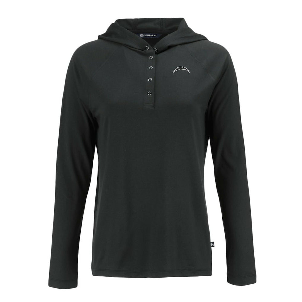 NFL Los Angeles Chargers Cutter & Buck Women's Coastline Epic Comfort Eco Recycled Long Sleeve Hoodie T-Shirt