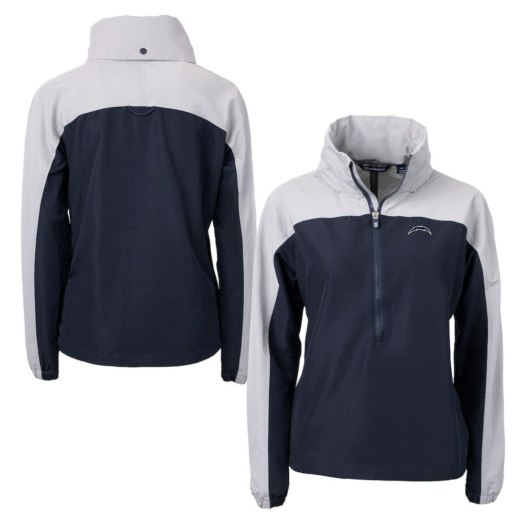 NFL Los Angeles Chargers Cutter & Buck Women's Charter Eco Recycled Half-Zip Hoodie Anorak Jacket