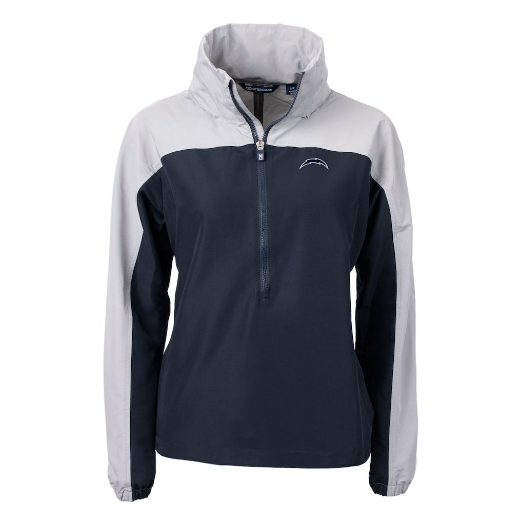 NFL Los Angeles Chargers Cutter & Buck Women's Charter Eco Recycled Half-Zip Hoodie Anorak Jacket