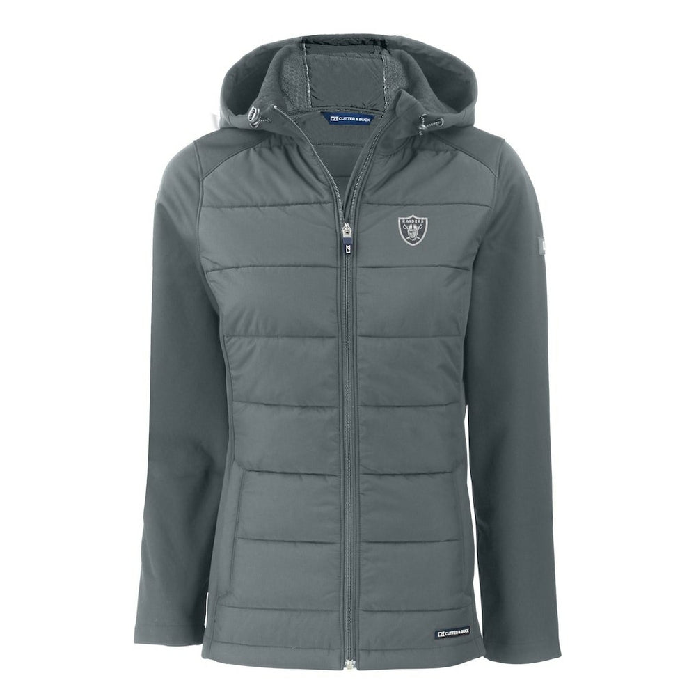 NFL Las Vegas Raiders Cutter & Buck Women's Evoke Hybrid Eco Softshell Recycled Full-Zip Hoodie Jacket