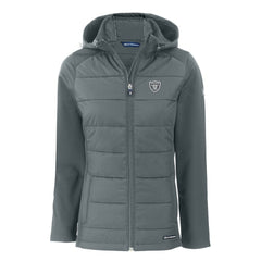 NFL Las Vegas Raiders Cutter & Buck Women's Evoke Hybrid Eco Softshell Recycled Full-Zip Hoodie Jacket