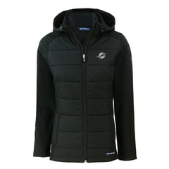 NFL Miami Dolphins Cutter & Buck Women's Evoke Hybrid Eco Softshell Recycled Full-Zip Hoodie Jacket