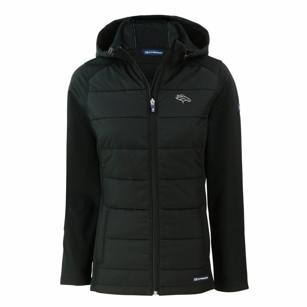 NFL Denver Broncos Cutter & Buck Women's Evoke Hybrid Eco Softshell Recycled Full-Zip Hoodie Jacket