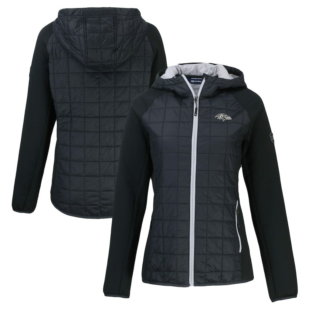 NFL Baltimore Ravens Cutter & Buck Women's Rainier PrimaLoft Eco Hybrid Full-Zip Hoodie Jacket