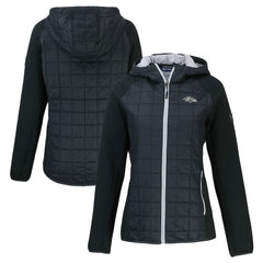 NFL Baltimore Ravens Cutter & Buck Women's Rainier PrimaLoft Eco Hybrid Full-Zip Hoodie Jacket