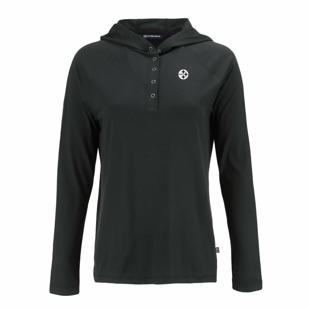 NFL Pittsburgh Steelers Cutter & Buck Women's Coastline Epic Comfort Eco Recycled Long Sleeve Hoodie T-Shirt