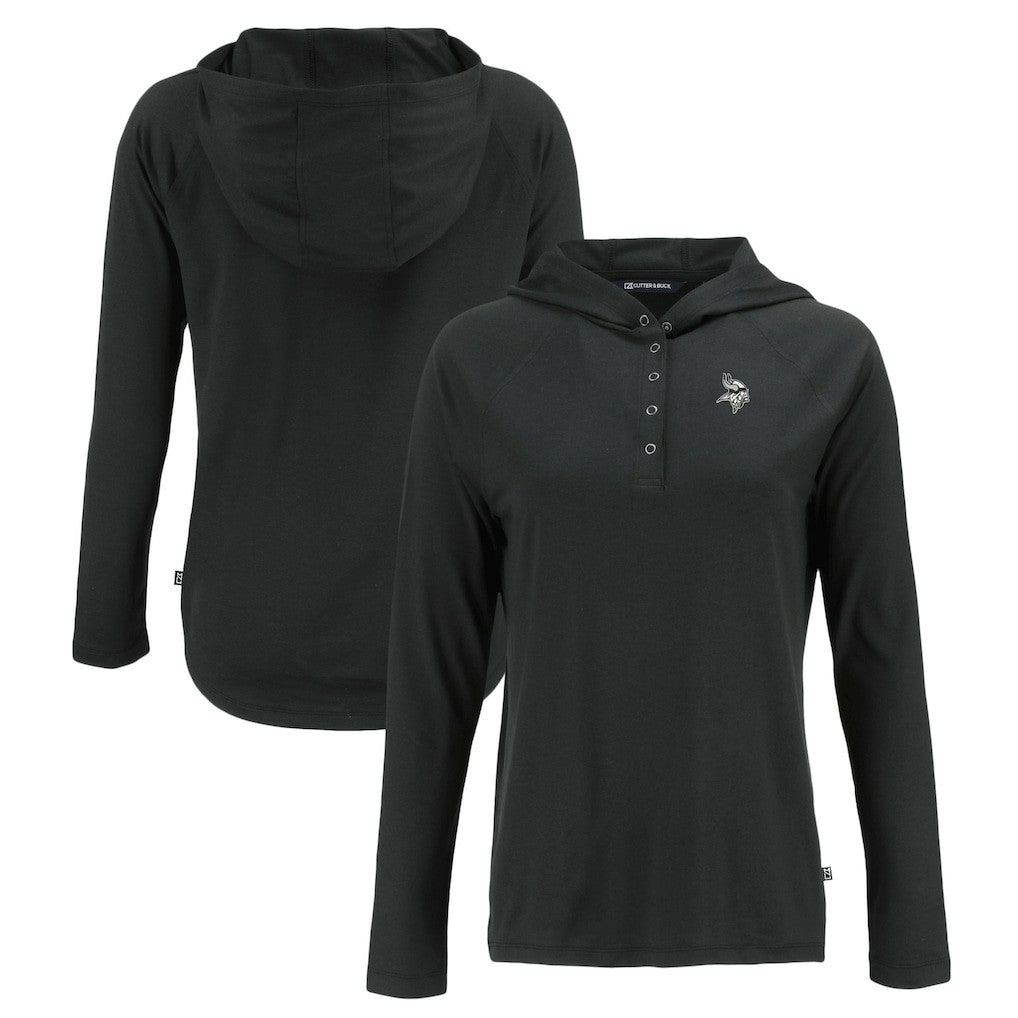 NFL Minnesota Vikings Cutter & Buck Women's Coastline Epic Comfort Eco Recycled Long Sleeve Hoodie T-Shirt
