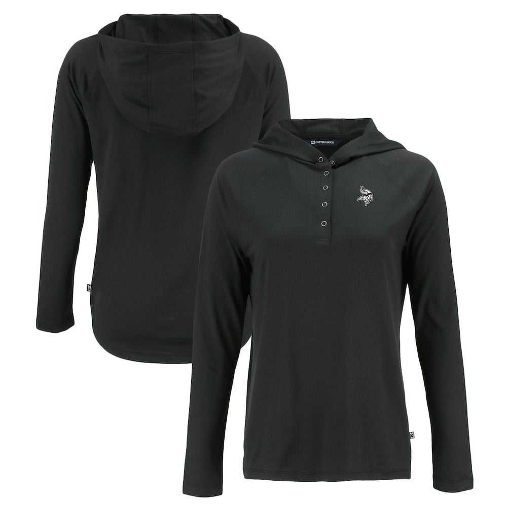 NFL Minnesota Vikings Cutter & Buck Women's Coastline Epic Comfort Eco Recycled Long Sleeve Hoodie T-Shirt
