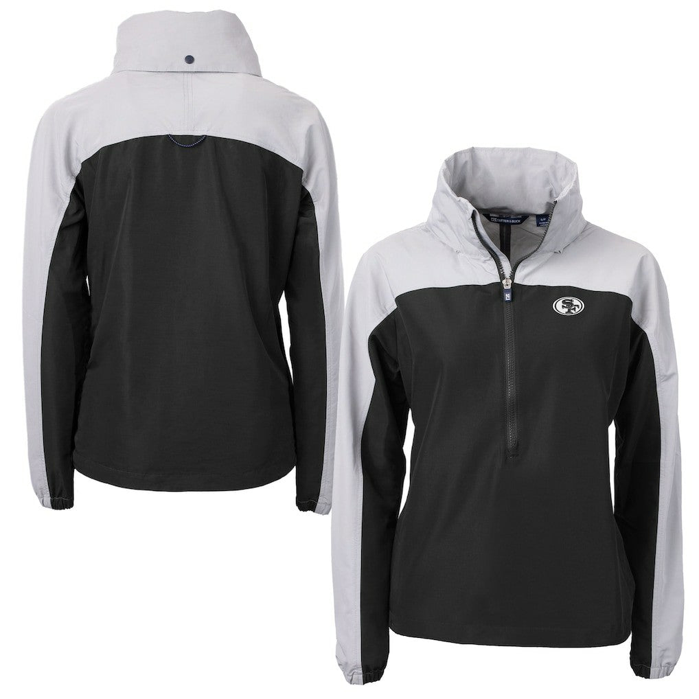 NFL San Francisco 49ers Cutter & Buck Women's Charter Eco Recycled Half-Zip Hoodie Anorak Jacket