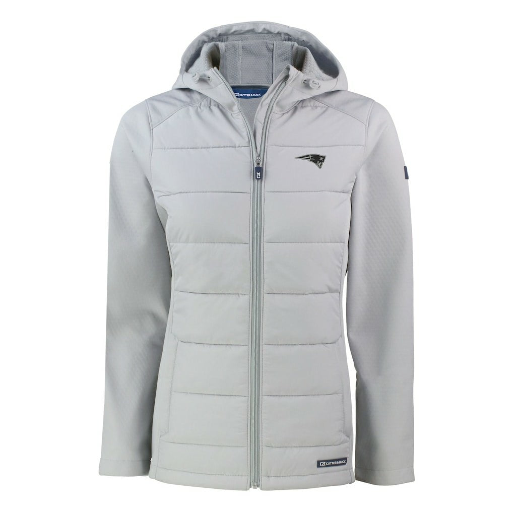 NFL New England Patriots Cutter & Buck Women's Evoke Hybrid Eco Softshell Recycled Full-Zip Hoodie Jacket