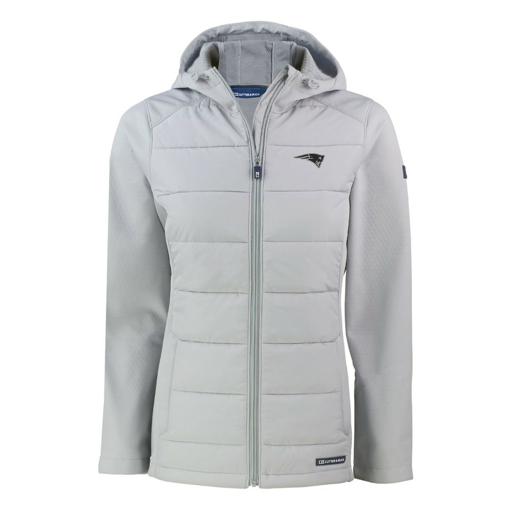 NFL New England Patriots Cutter & Buck Women's Evoke Hybrid Eco Softshell Recycled Full-Zip Hoodie Jacket