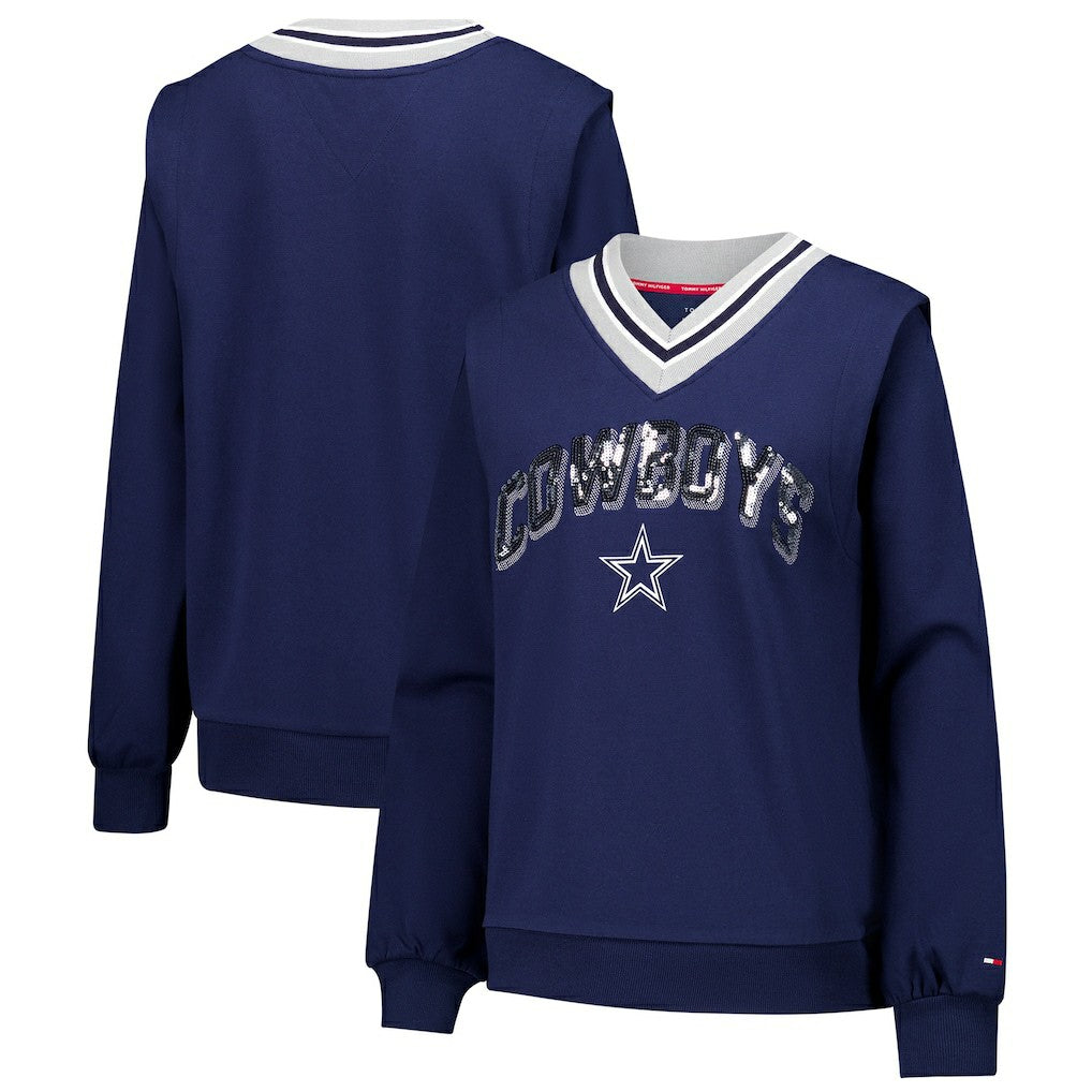 NFL Dallas Cowboys Tommy Hilfiger Women's Alice V-Neck Pullover Sweatshirt