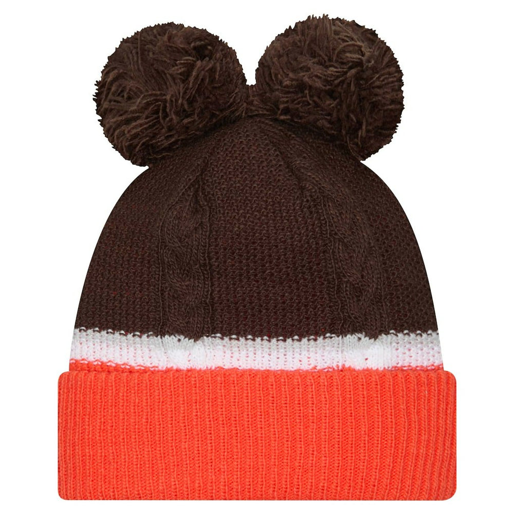 NFL Cleveland Browns Women's Double Bubble Cuffed Knit Hat with Poms