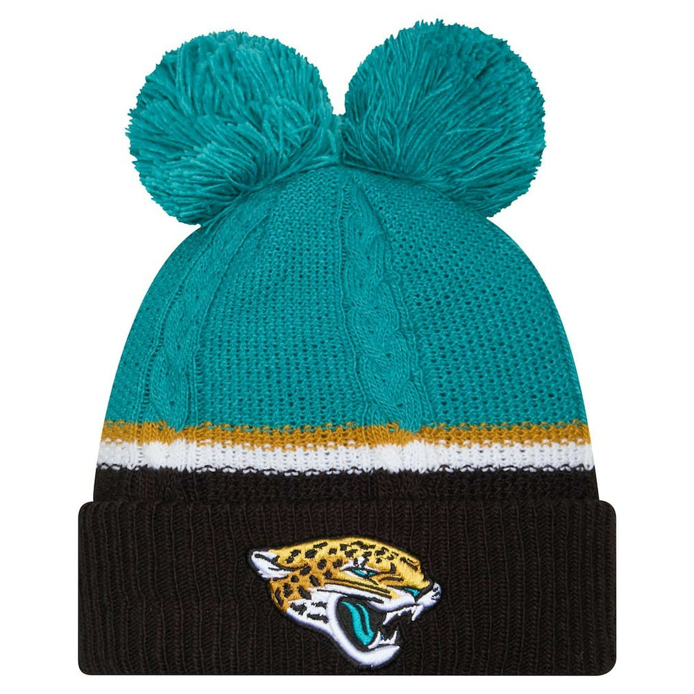 NFL Jacksonville Jaguars Women's Double Bubble Cuffed Knit Hat with Poms