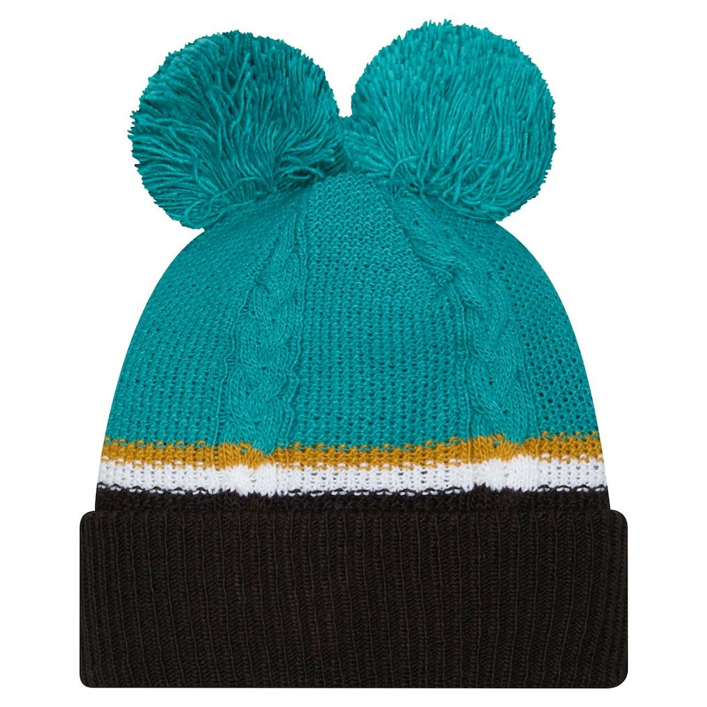 NFL Jacksonville Jaguars Women's Double Bubble Cuffed Knit Hat with Poms