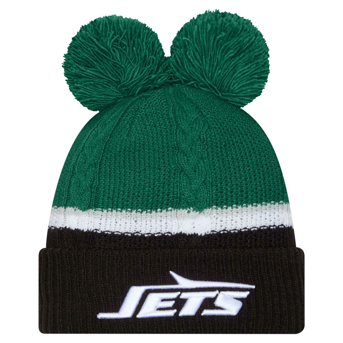 NFL New York Jets Women's Double Bubble Cuffed Knit Hat with Poms