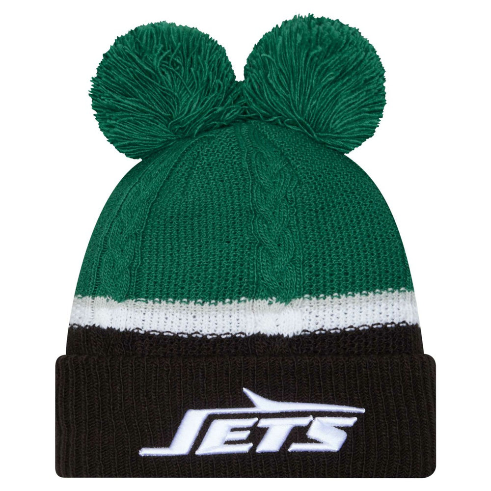 NFL New York Jets Women's Double Bubble Cuffed Knit Hat with Poms