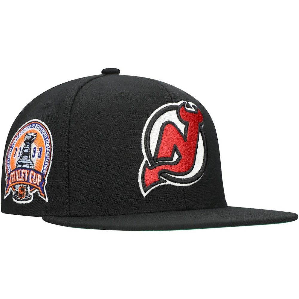 New Jersey Devils Mitchell & Ness Core Top Spot Snapback Hat