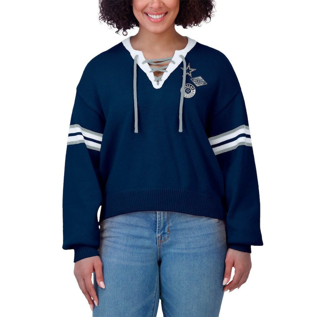 NFL Dallas Cowboys WEAR by Erin Andrews Women's Lace-Up Sweater