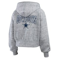 NFL Dallas Cowboys WEAR by Erin Andrews Women's Speckled Fleece Cropped Full-Zip Hoodie
