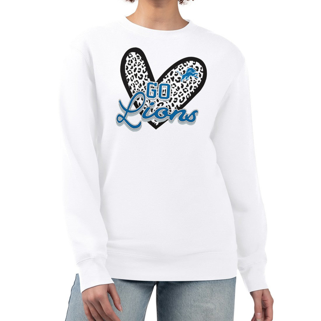 NFL Detroit Lions G-III 4Her by Carl Banks Women's Leopard Heart Pullover Sweatshirt