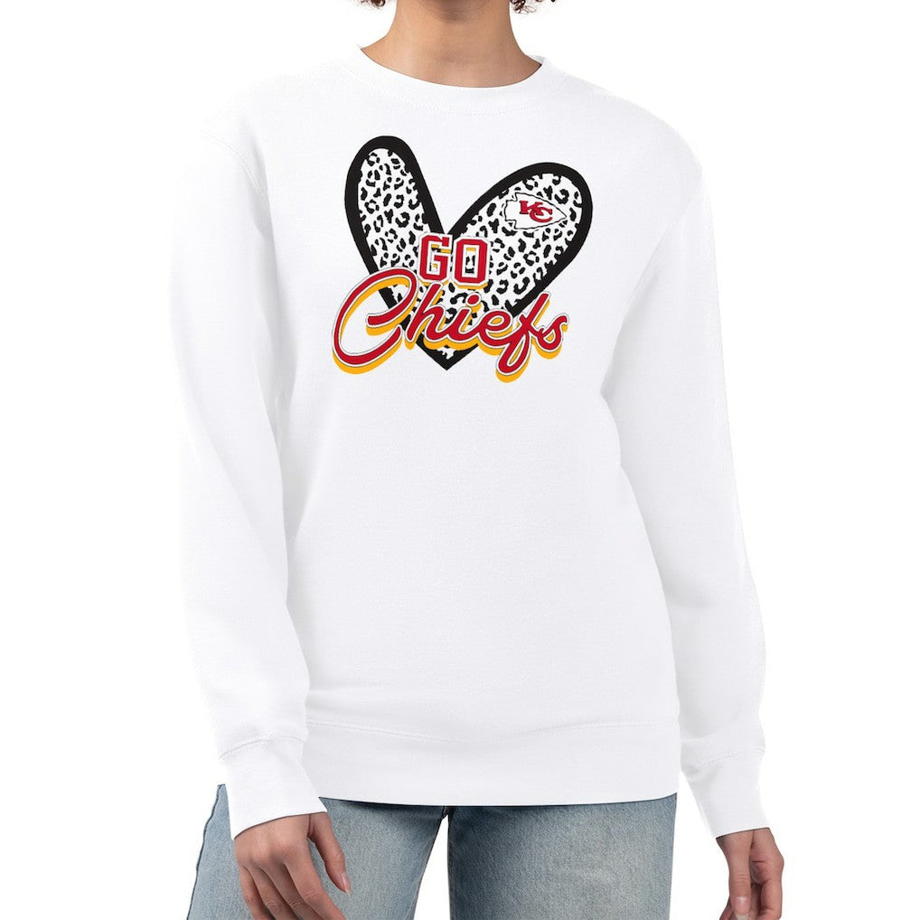 NFL Kansas City Chiefs G-III 4Her by Carl Banks Women's Leopard Heart Pullover Sweatshirt