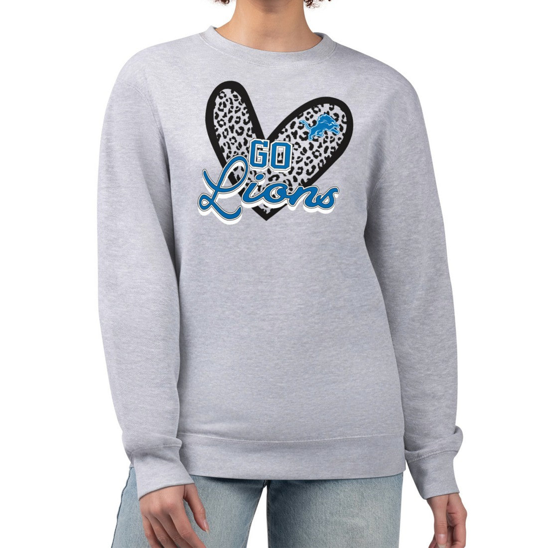 NFL Detroit Lions G-III 4Her by Carl Banks Women's Leopard Heart Pullover Sweatshirt