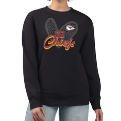 NFL Kansas City Chiefs G-III 4Her by Carl Banks Women's Leopard Heart Pullover Sweatshirt