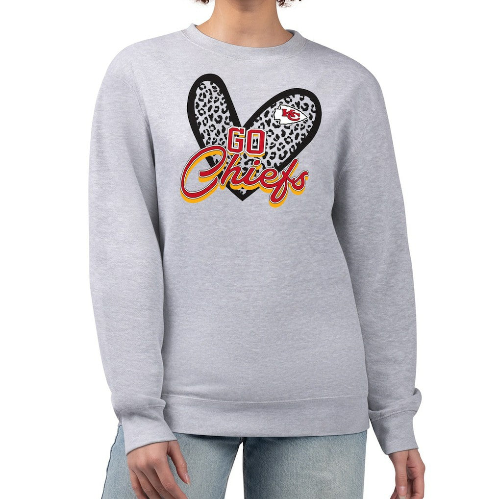 NFL Kansas City Chiefs G-III 4Her by Carl Banks Women's Leopard Heart Pullover Sweatshirt