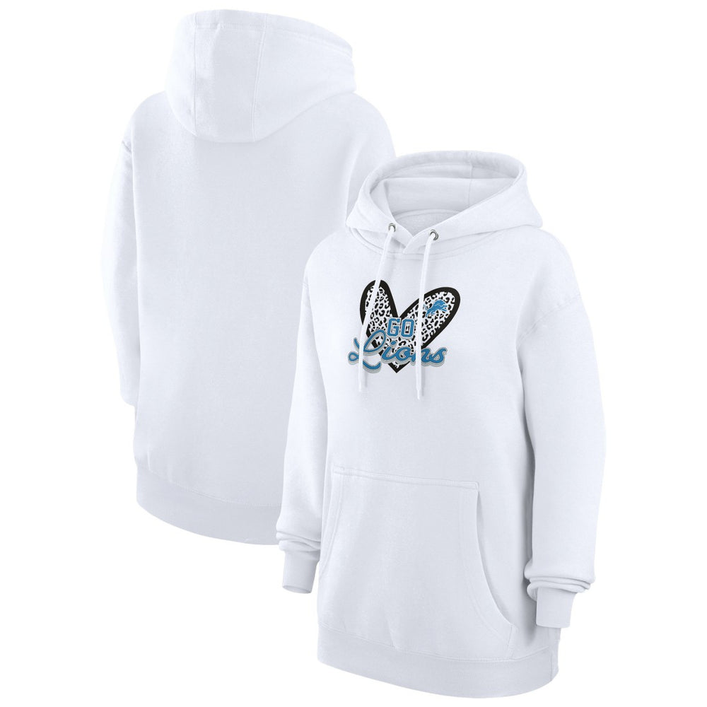 NFL Detroit Lions G-III 4Her by Carl Banks Women's Animal Print Heart Team Graphic Fleece Tri-Blend Pullover Hoodie