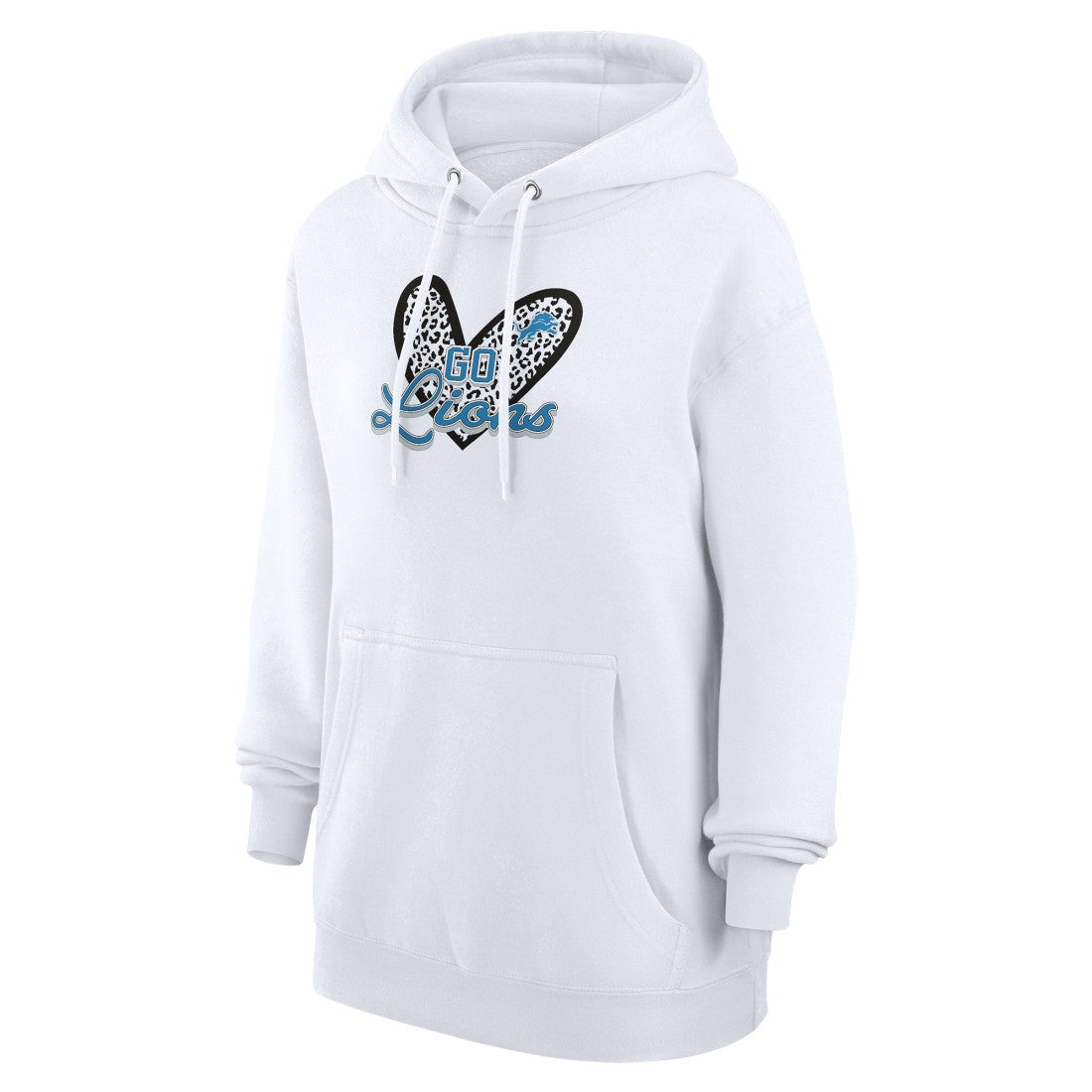 NFL Detroit Lions G-III 4Her by Carl Banks Women's Animal Print Heart Team Graphic Fleece Tri-Blend Pullover Hoodie