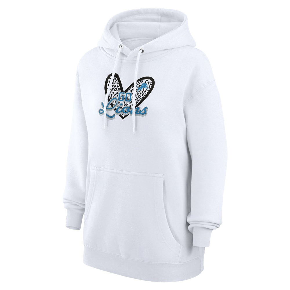 NFL Detroit Lions G-III 4Her by Carl Banks Women's Animal Print Heart Team Graphic Fleece Tri-Blend Pullover Hoodie