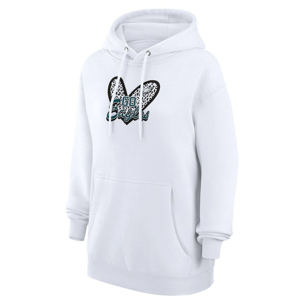 NFL Philadelphia Eagles G-III 4Her by Carl Banks Women's Animal Print Heart Team Graphic Fleece Tri-Blend Pullover Hoodie