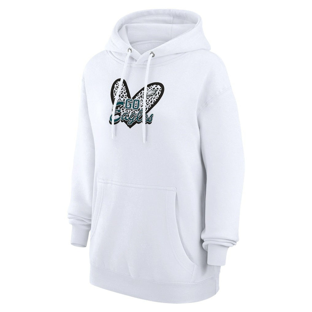 NFL Philadelphia Eagles G-III 4Her by Carl Banks Women's Animal Print Heart Team Graphic Fleece Tri-Blend Pullover Hoodie