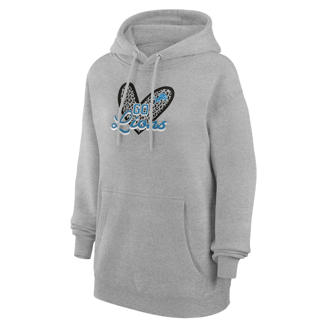 NFL Detroit Lions G-III 4Her by Carl Banks Women's Animal Print Heart Team Graphic Fleece Tri-Blend Pullover Hoodie