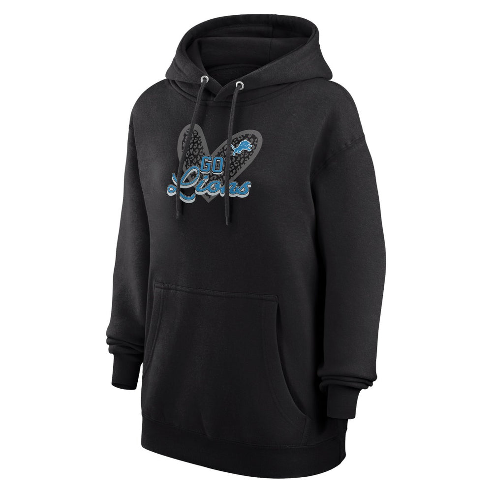 NFL Detroit Lions G-III 4Her by Carl Banks Women's Animal Print Heart Team Graphic Fleece Tri-Blend Pullover Hoodie