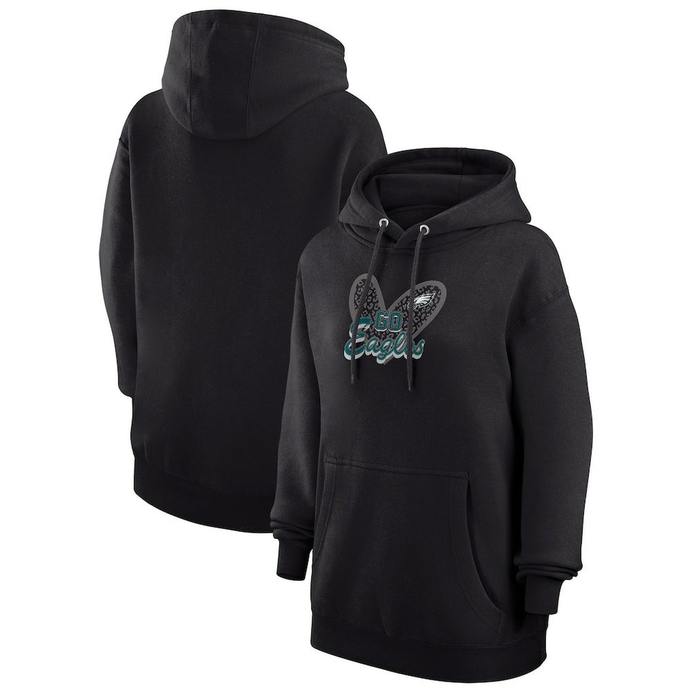 NFL Philadelphia Eagles G-III 4Her by Carl Banks Women's Animal Print Heart Team Graphic Fleece Tri-Blend Pullover Hoodie