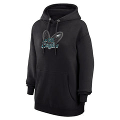 NFL Philadelphia Eagles G-III 4Her by Carl Banks Women's Animal Print Heart Team Graphic Fleece Tri-Blend Pullover Hoodie