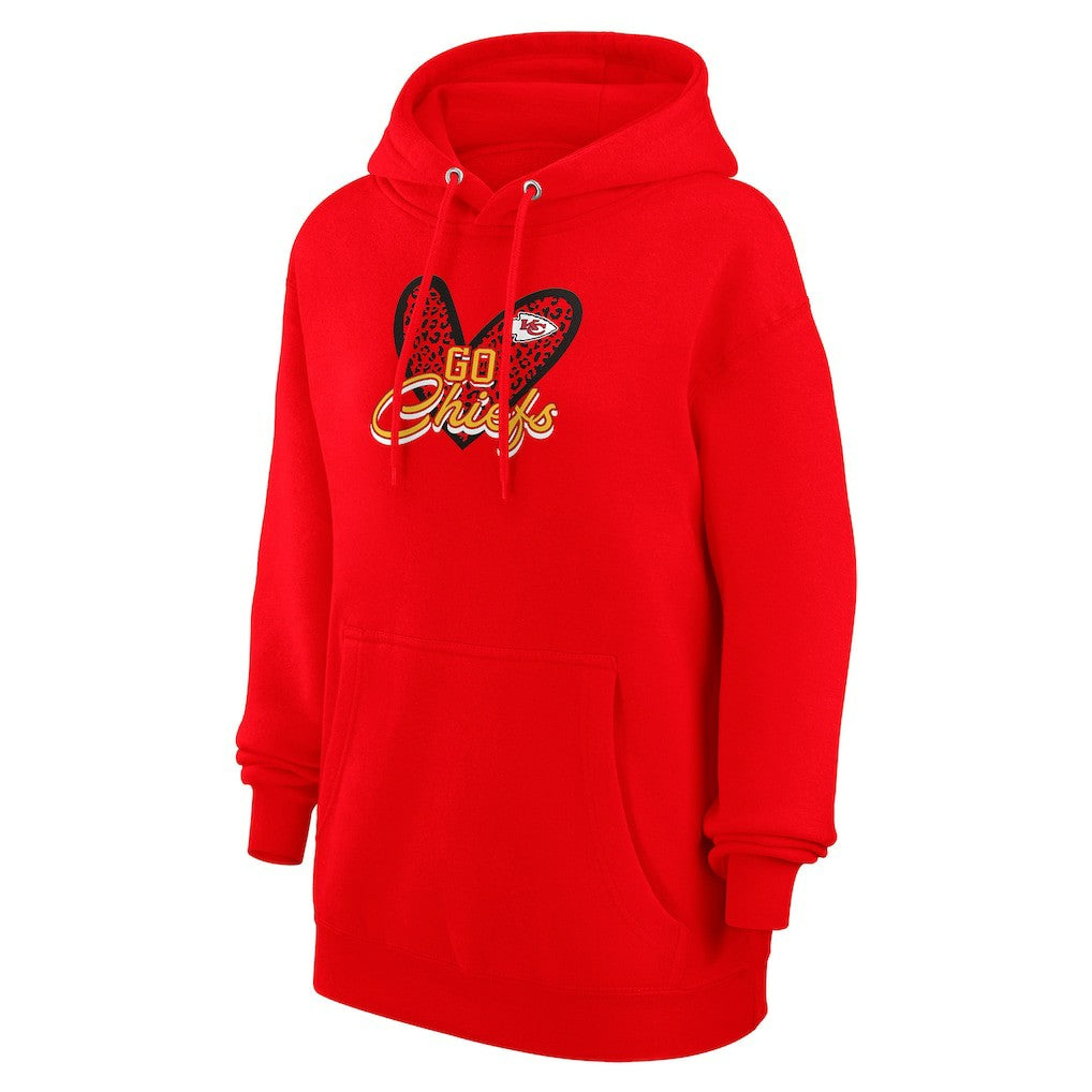 NFL Kansas City Chiefs G-III 4Her by Carl Banks Women's Animal Print Heart Team Graphic Fleece Tri-Blend Pullover Hoodie